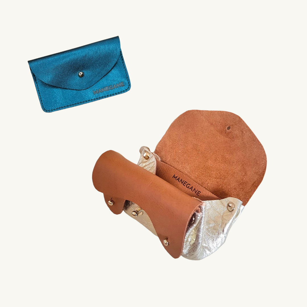 porte-monnaie et porte-carte en cuir, Manegane maroquinerie