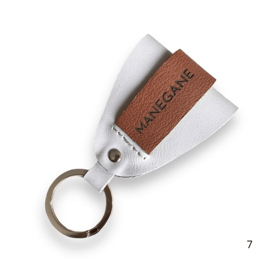 Champagne Brown leather key ring