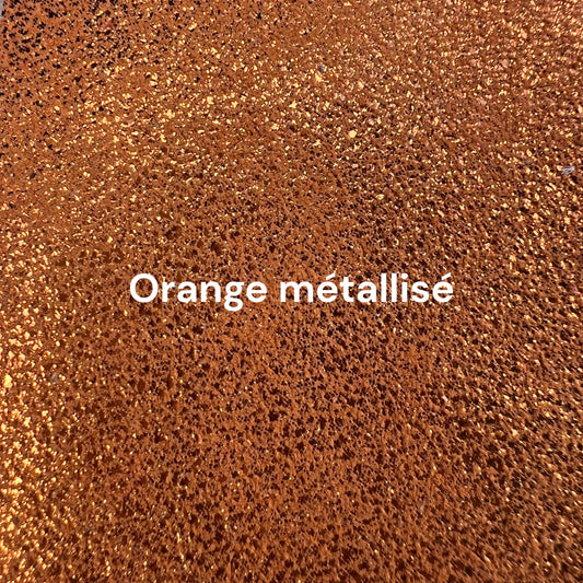 carnet en cuir orange métallisé 