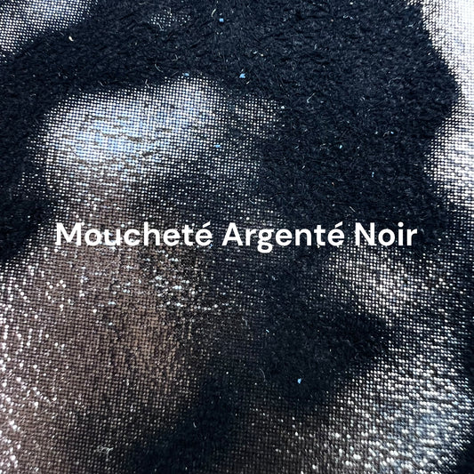 Cuir moucheté argenté noir