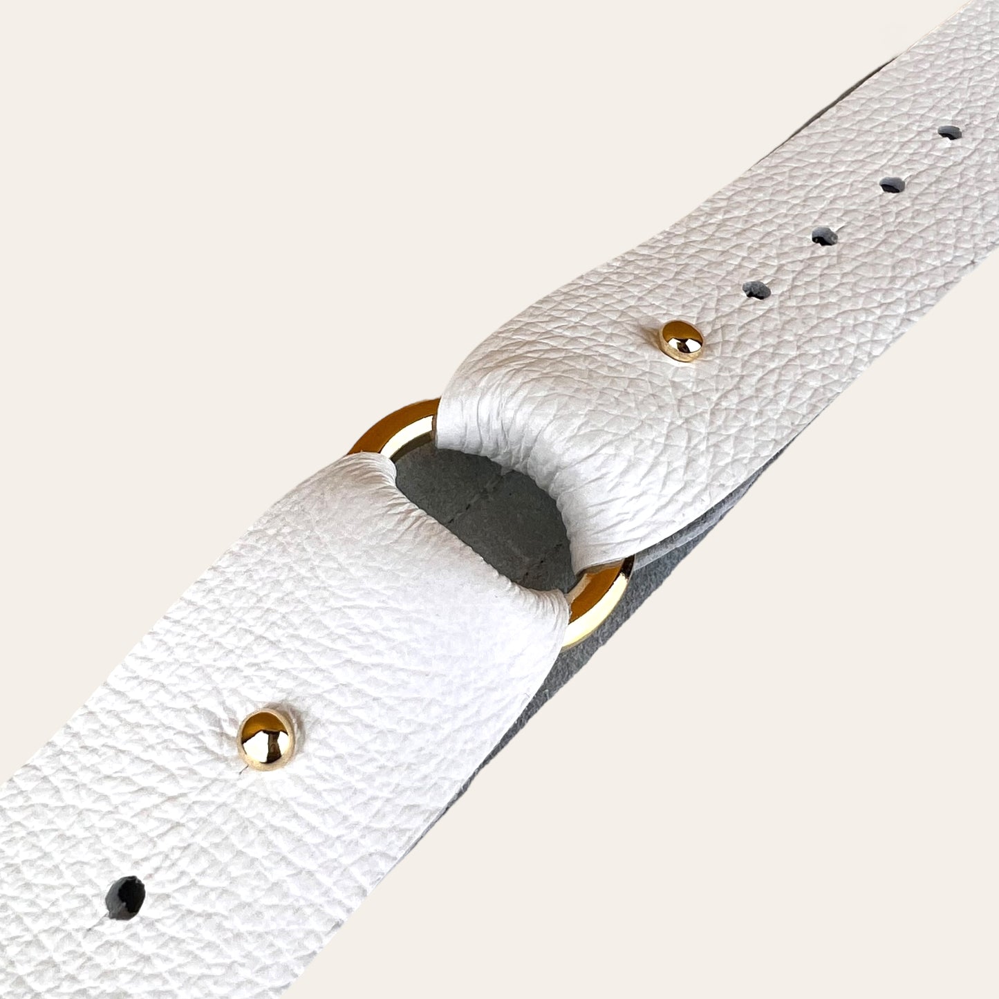 Pure White Grained Waist Jewel Belt