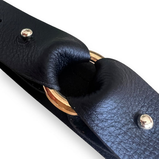 Smooth black waist jewel belt 