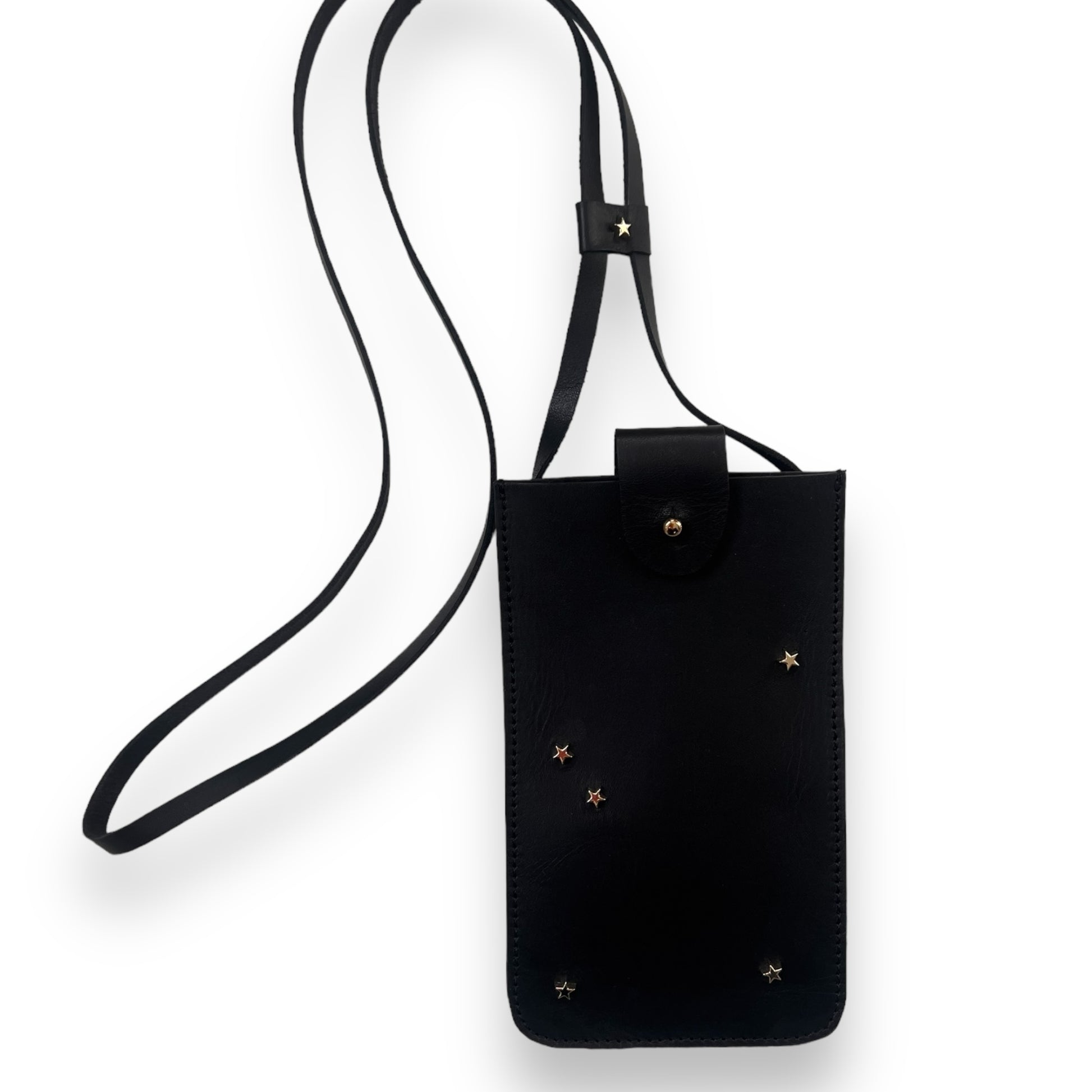 étui à téléphone pour femme en cuir noir