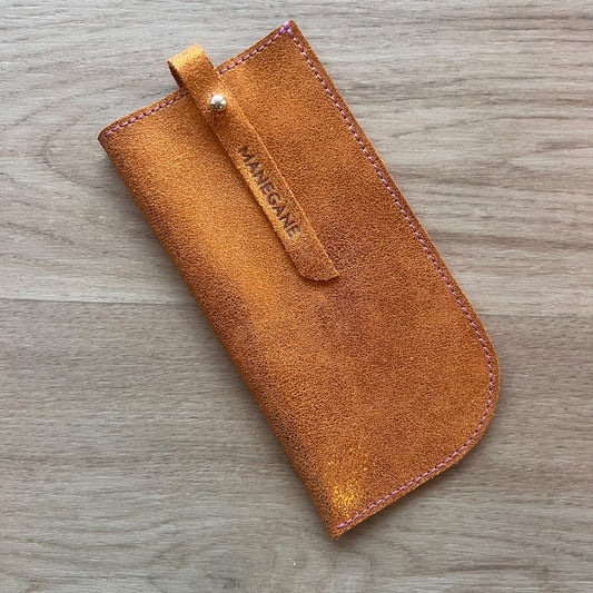 Estuche para gafas naranja metalizado