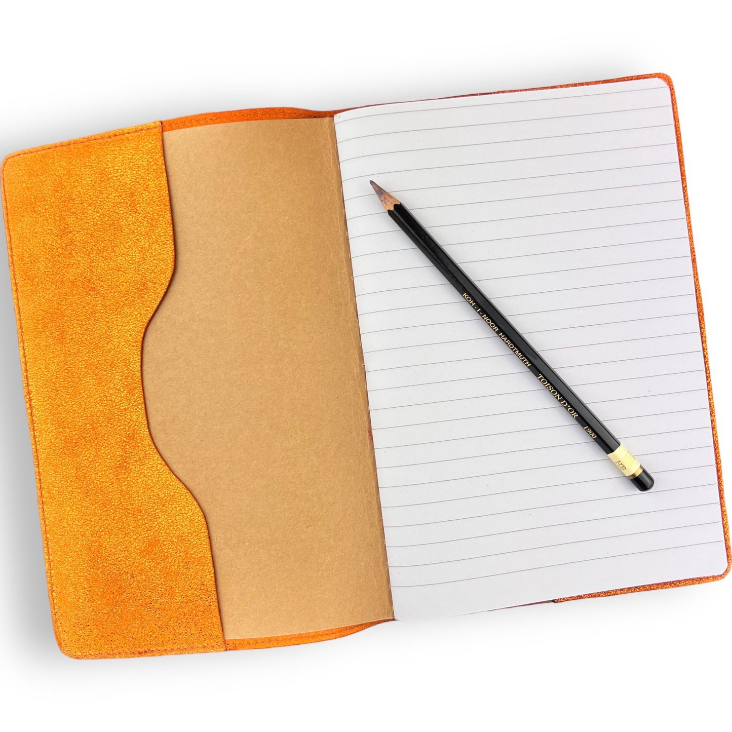 Grand carnet Notebook A5 Orange métallisé