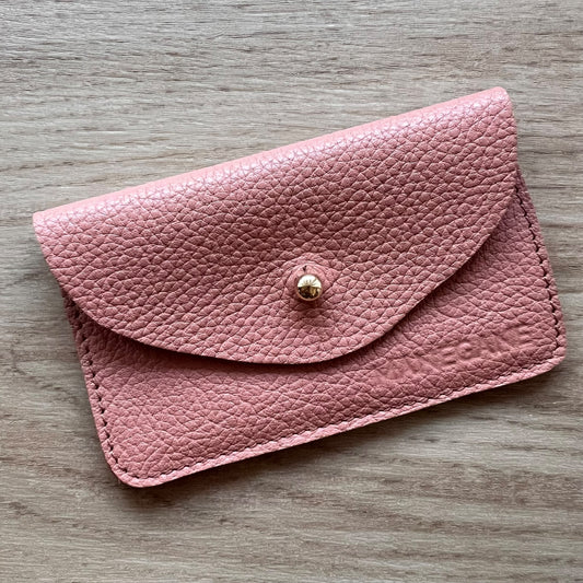 petit porte carte en cuir rose pour femme