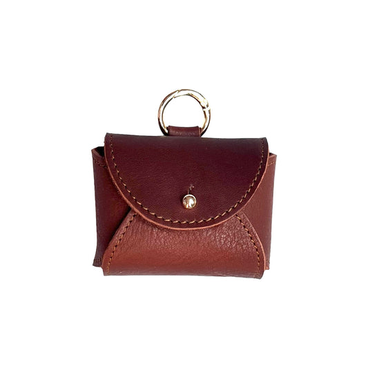 pochette en cuir pour airpods marron