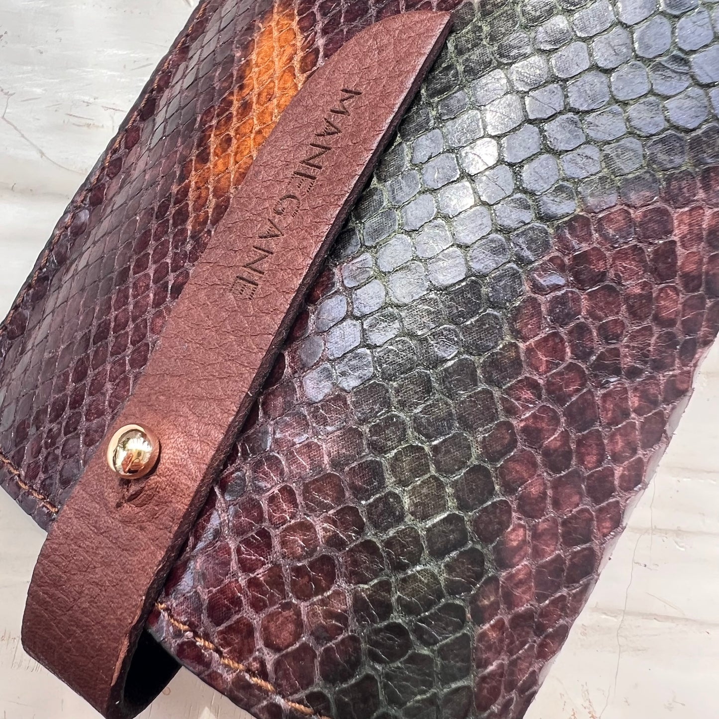 étui lunettes en cuir faon python