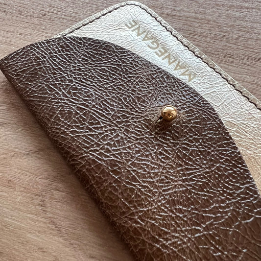 porte-carte en cuir vert kaki pour femme