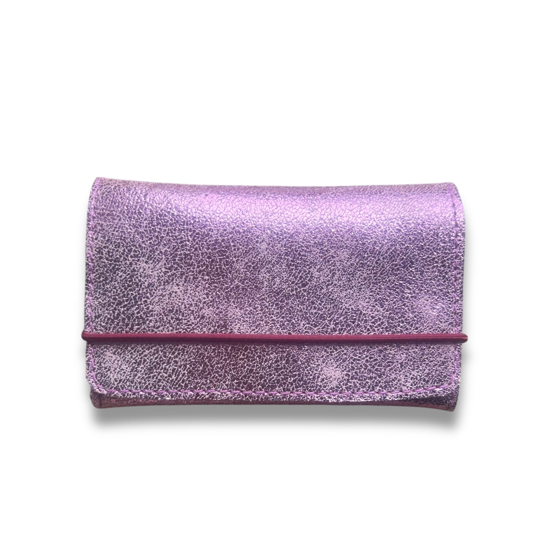 Porte-carte cuir ROSE METALLISE maroquinerie créateur français