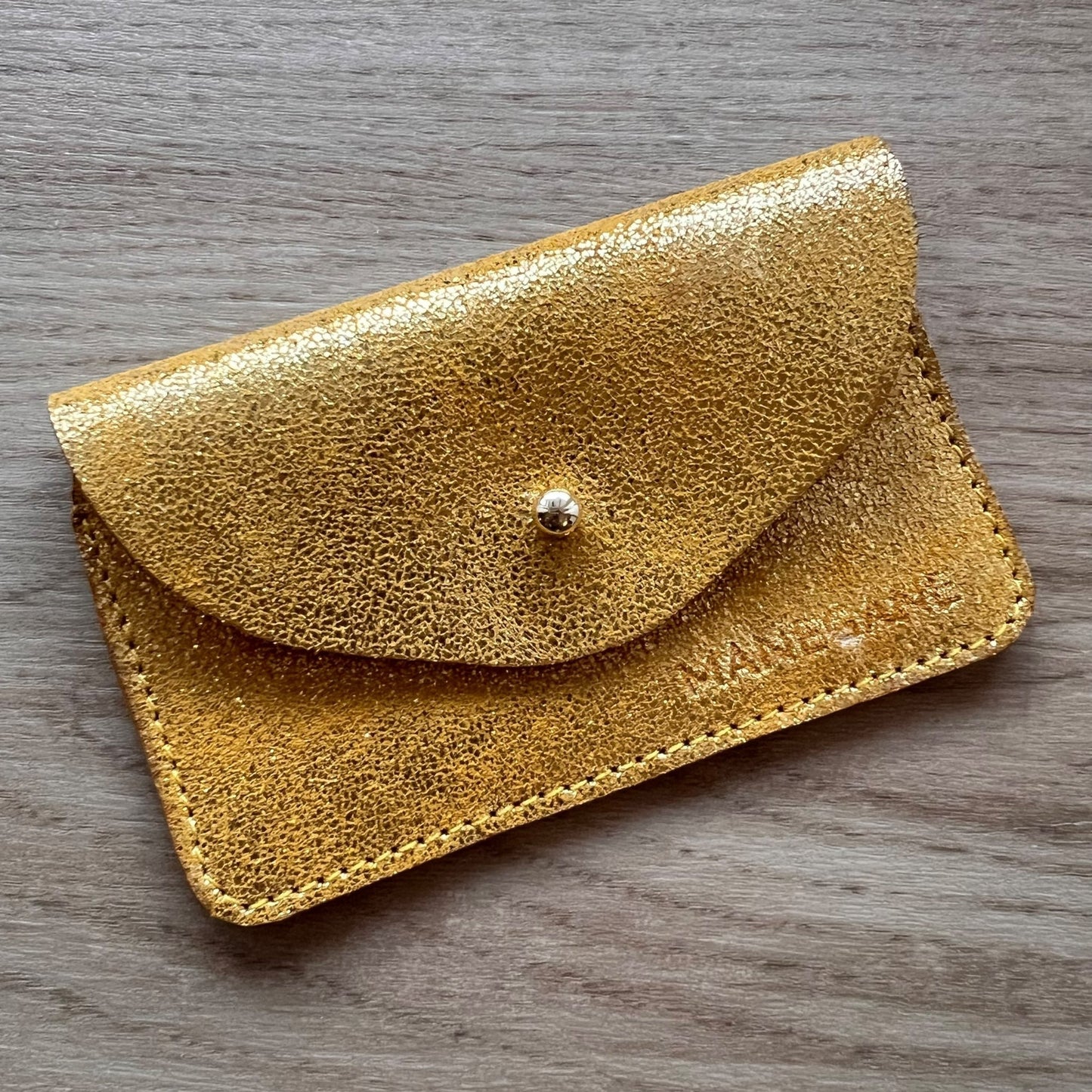 porte-cart ecuir jaune pailleté