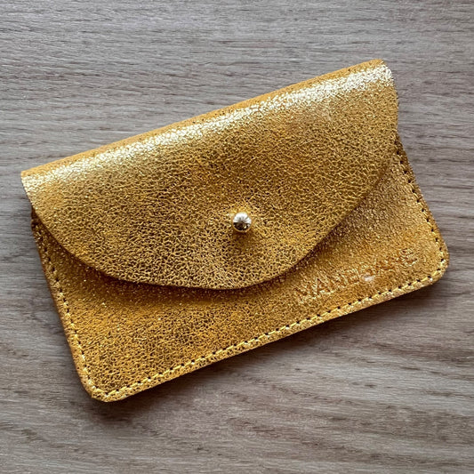 porte-cart ecuir jaune pailleté