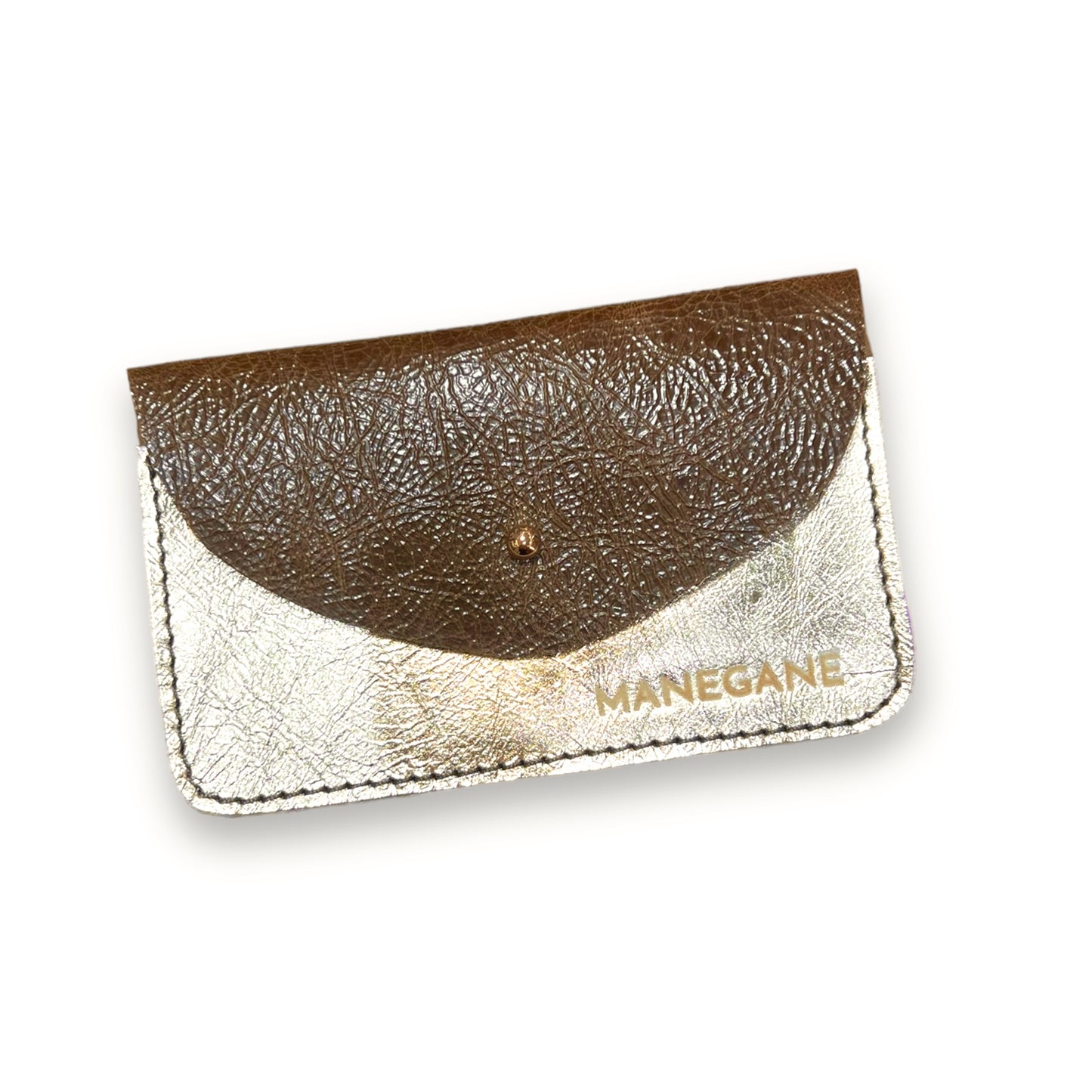 porte-monnaie en cuir platine