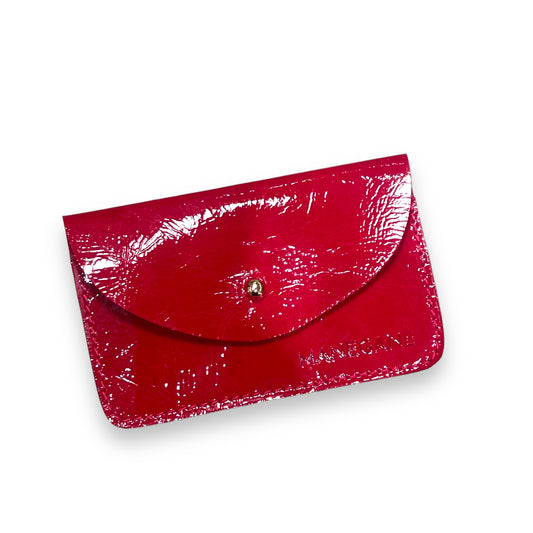 porte-carte en cuir verni rose