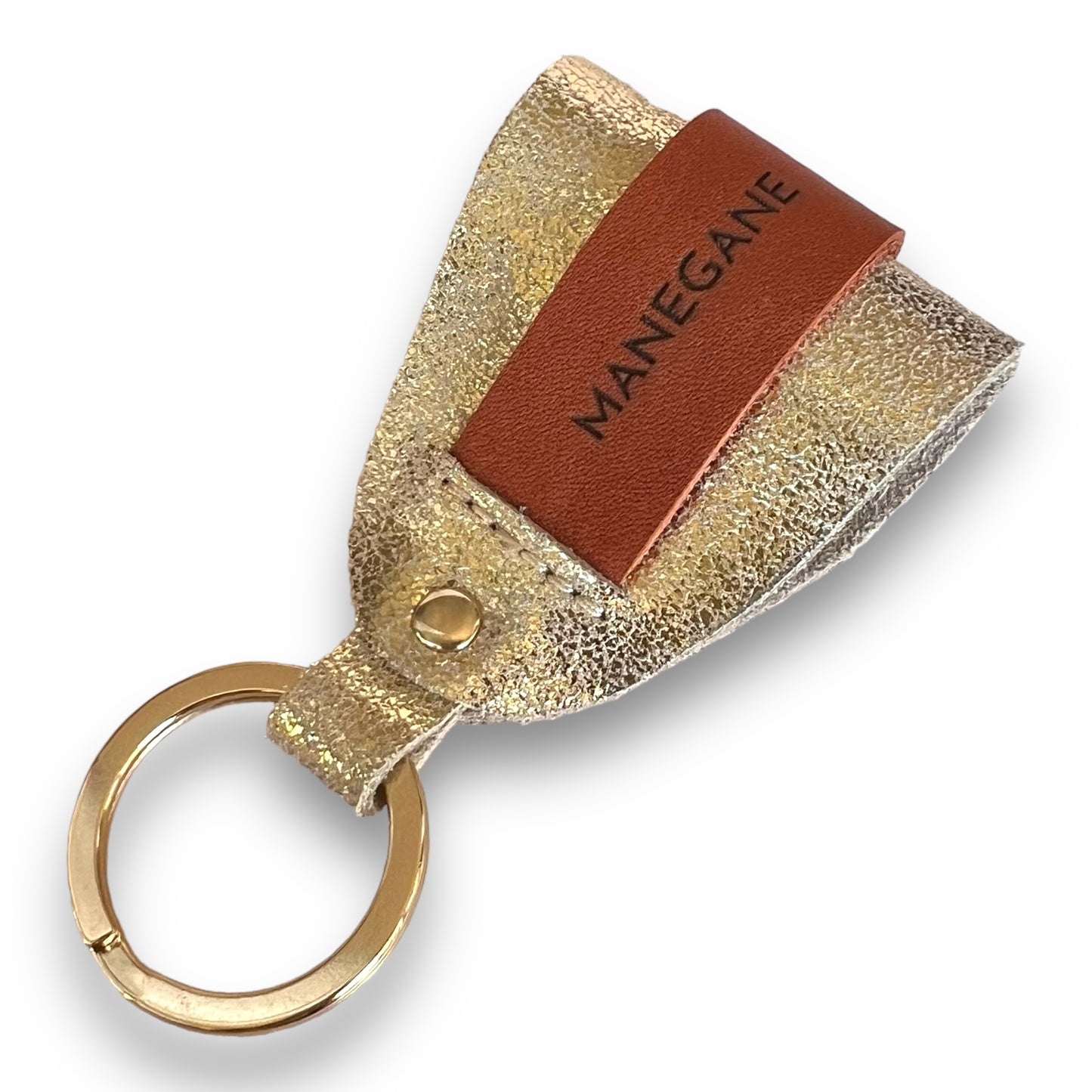 Champagne Brown leather key ring