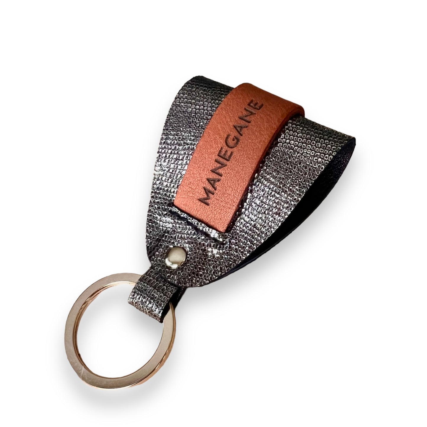 Champagne Brown leather key ring