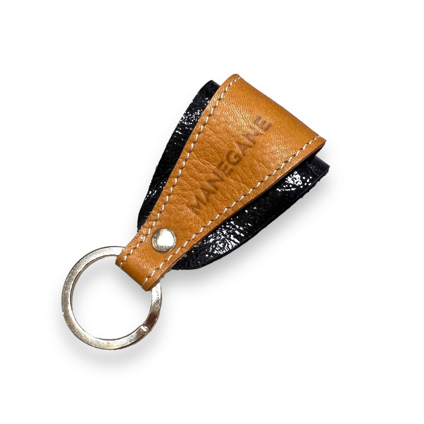 Champagne Brown leather key ring