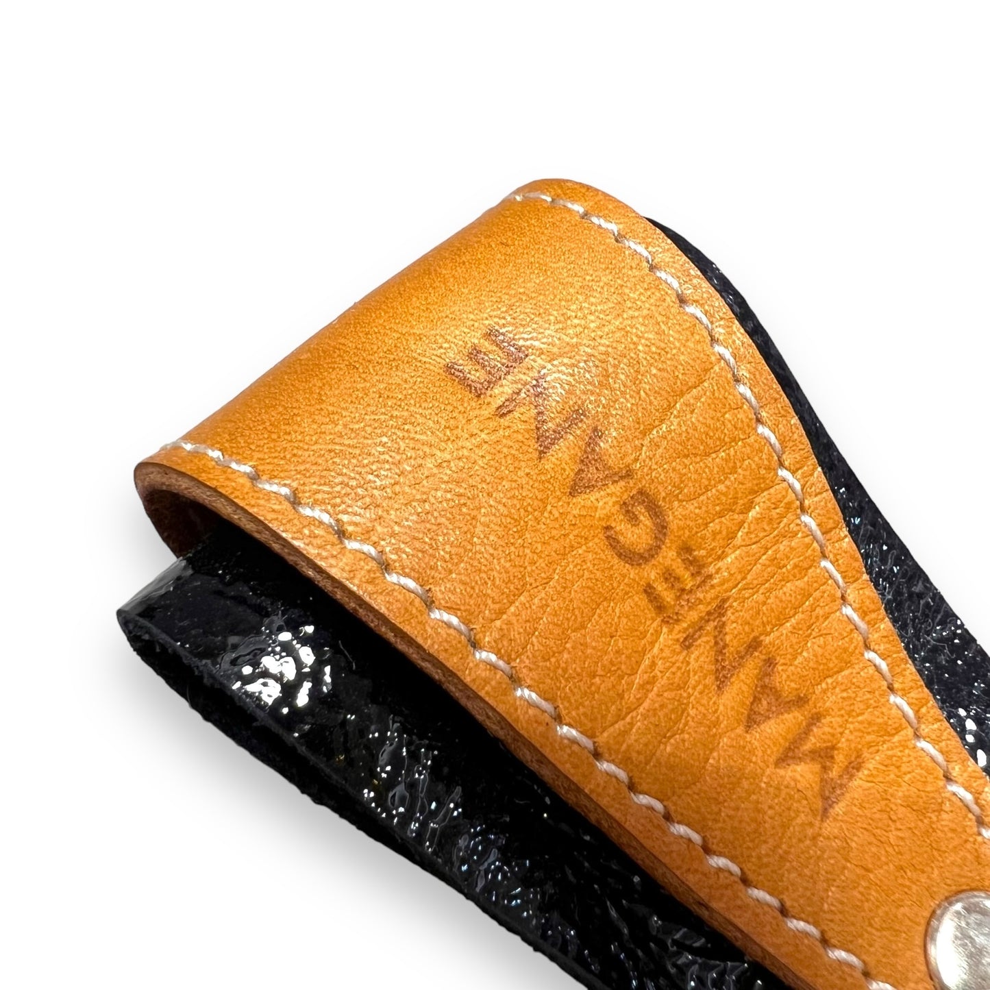 Champagne Brown leather key ring