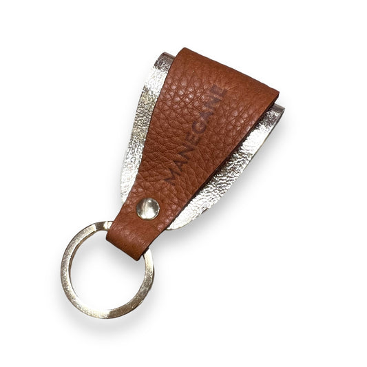 Champagne Brown leather key ring