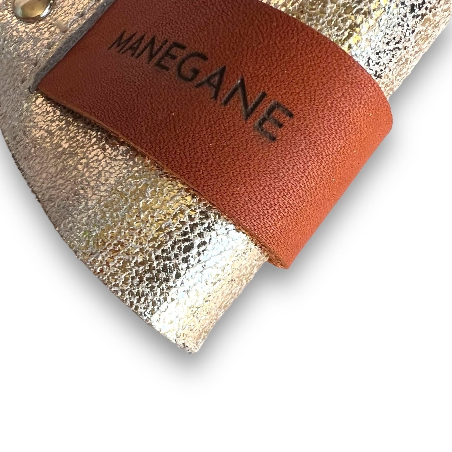 Champagne Brown leather key ring