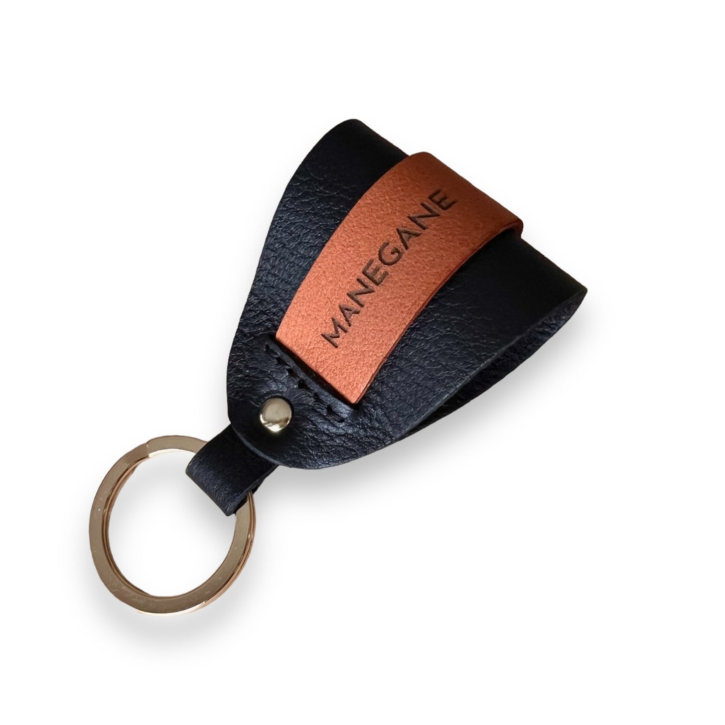 Champagne Brown leather key ring