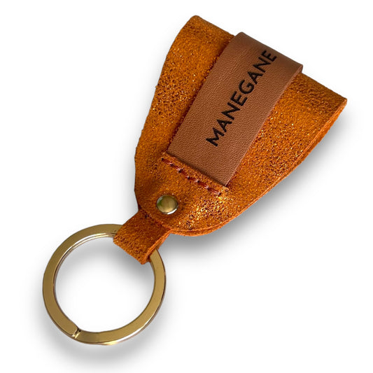 Champagne Brown leather key ring