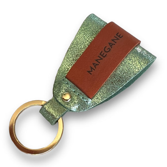 Champagne Brown leather key ring