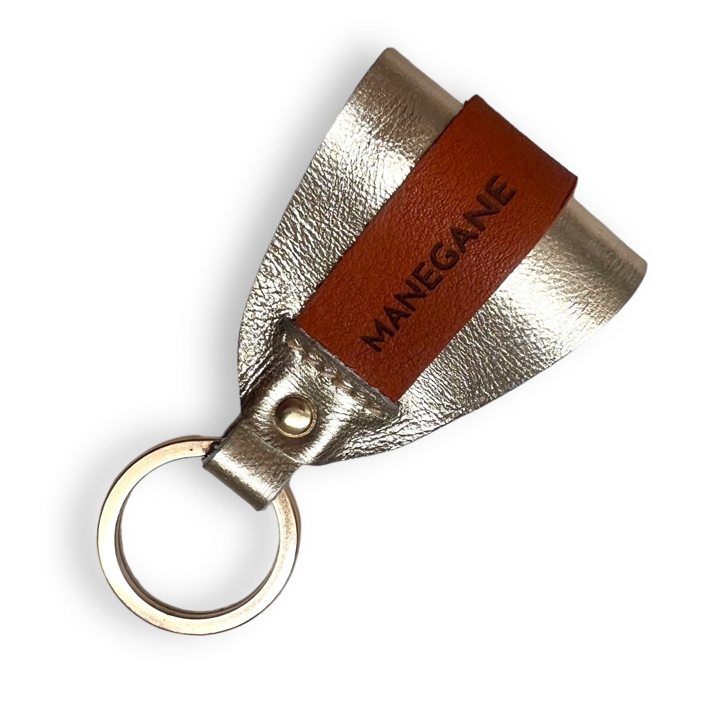 Champagne Brown leather key ring