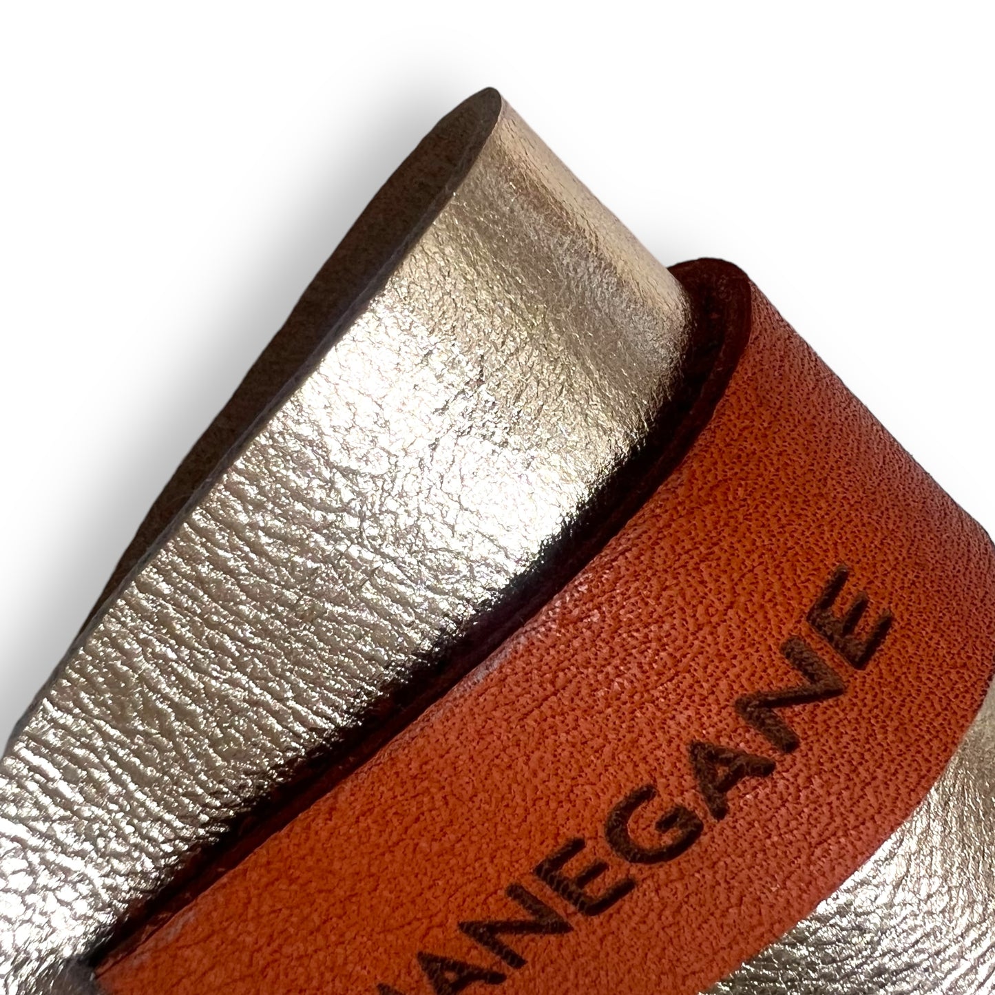 Champagne Brown leather key ring