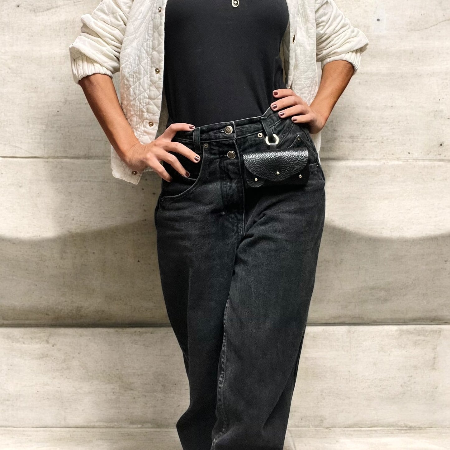 porte monnaie en cuir avec accroche mousqueton pour ceinture