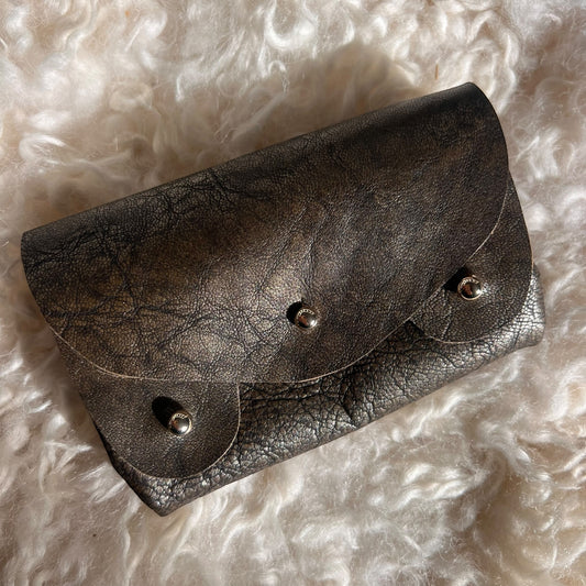 porte monnaie en cuir vert kaki pour femme