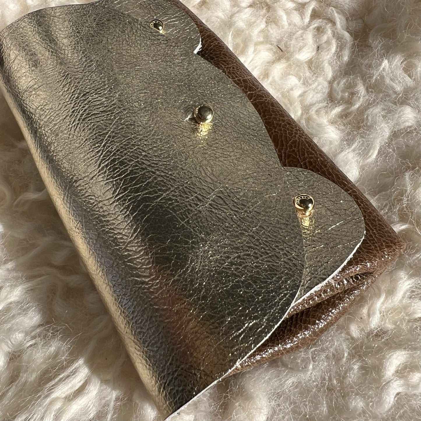 porte-monnaie en cuir doré et vert femme