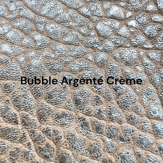 Cuir bubble argenté crème