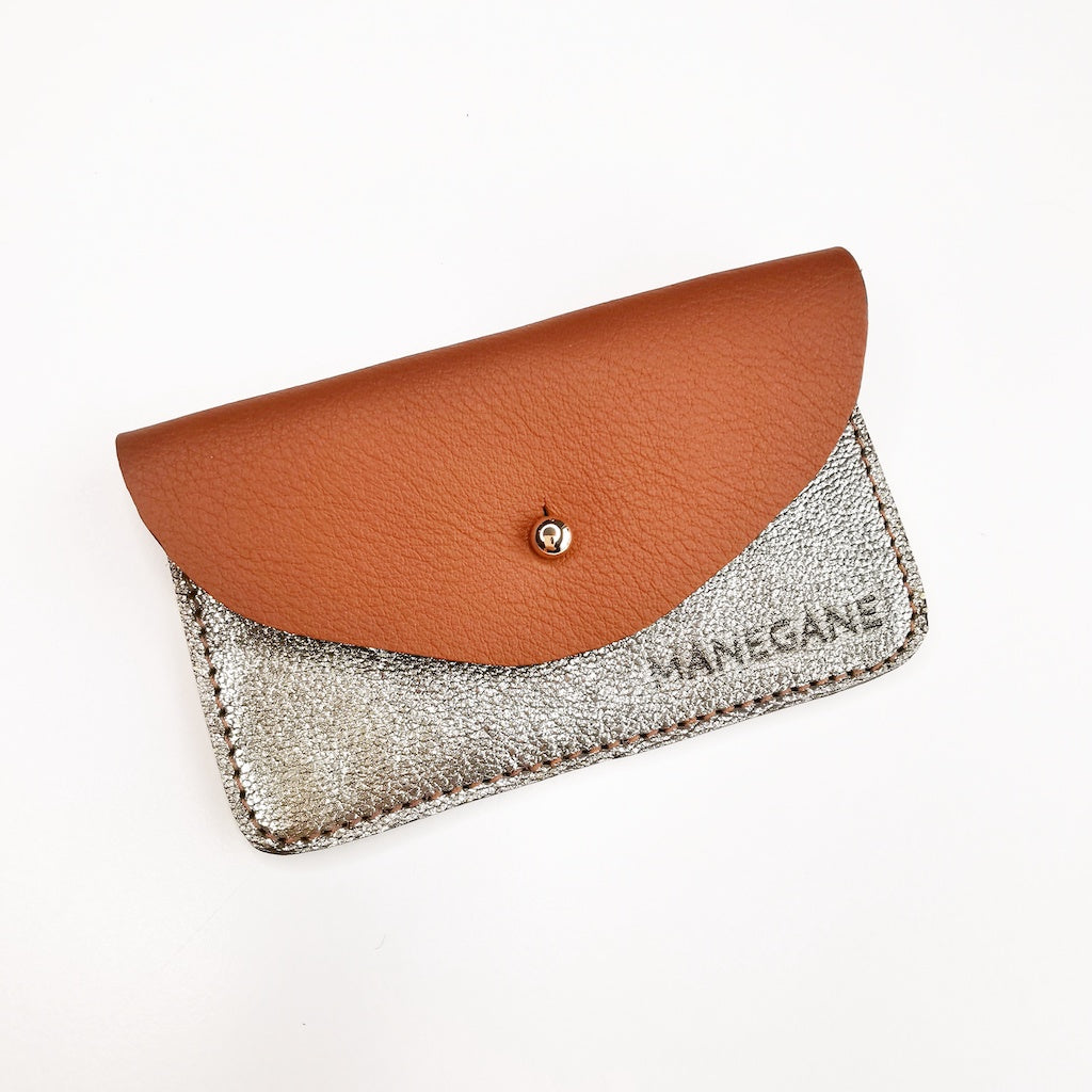 porte carte platine caramel en cuir manegane