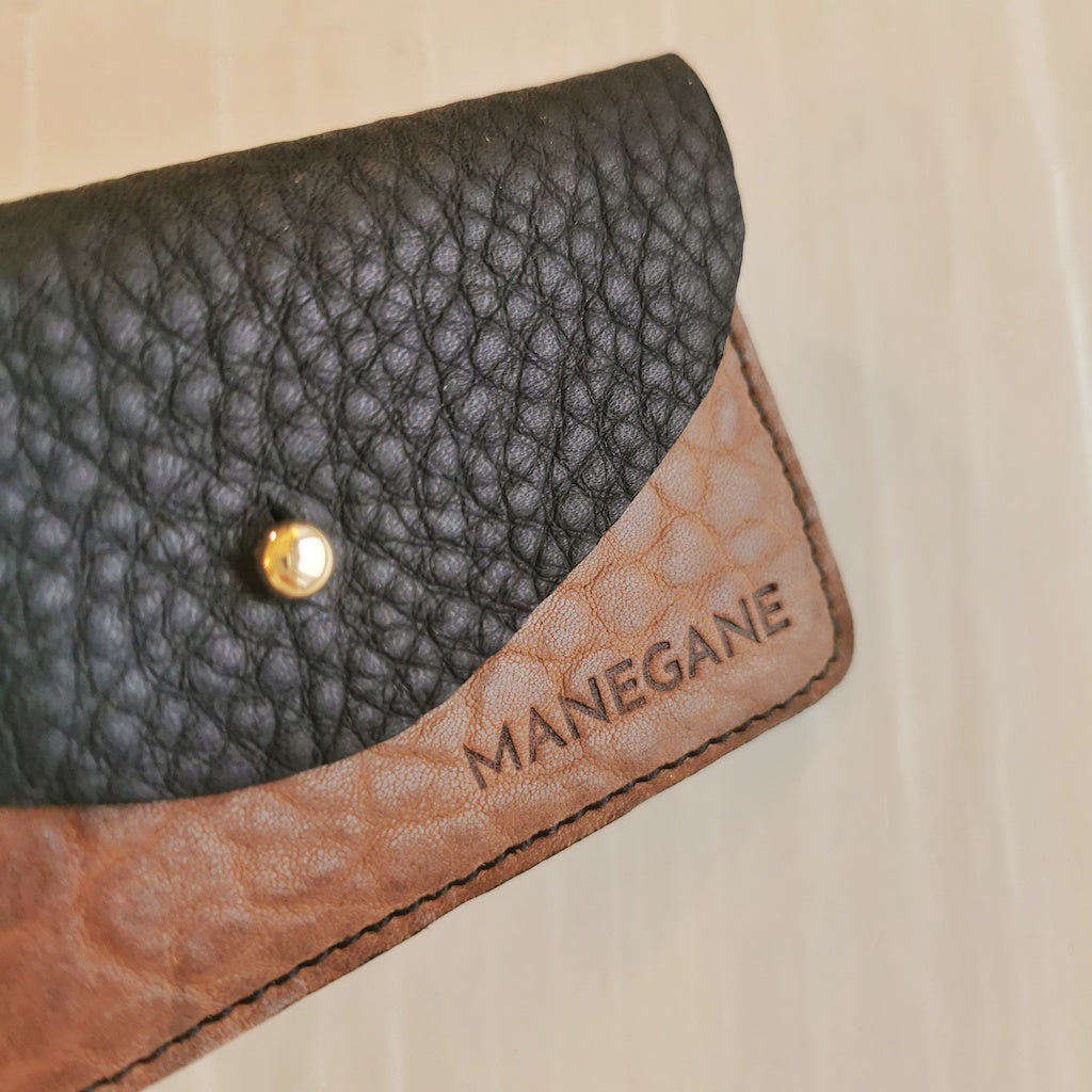Porte-cartes en cuir bubble marron et noir