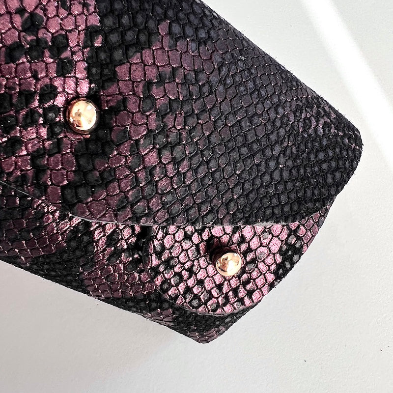 porte-monnaie en cuir violet python