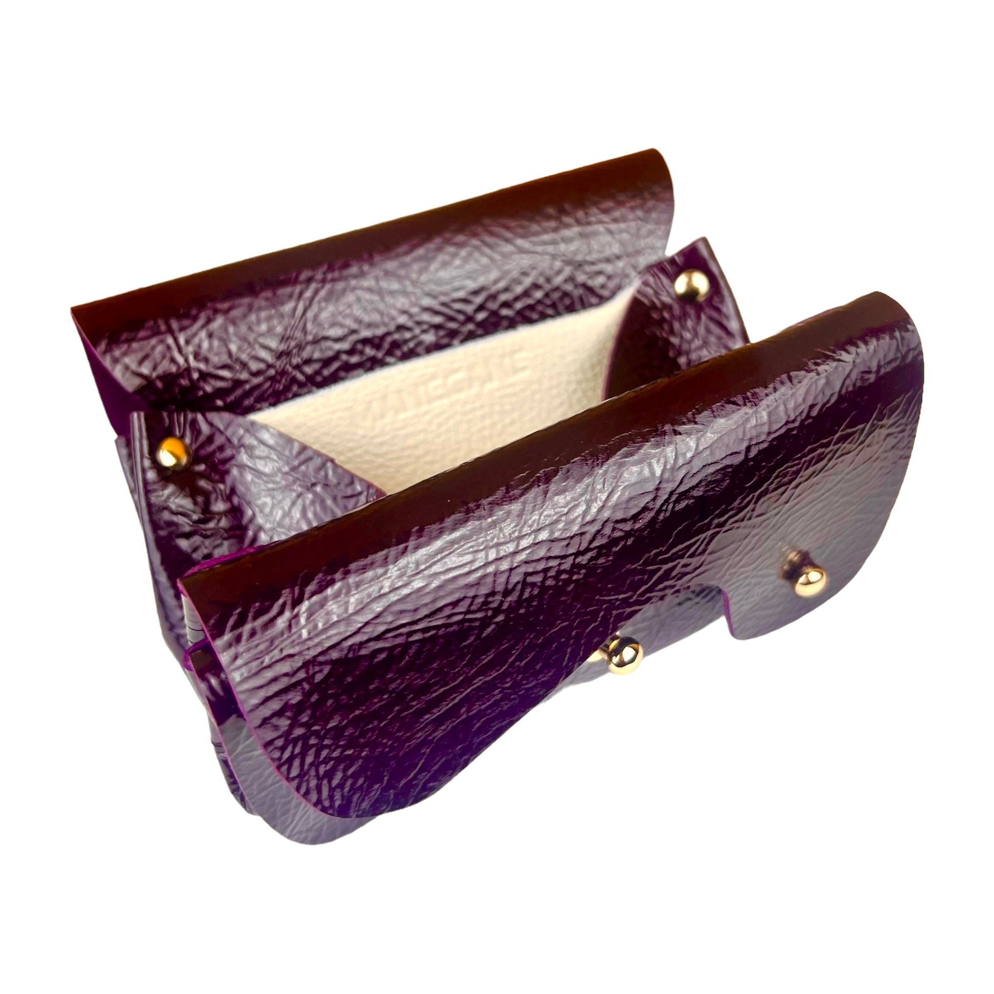 porte-monnaie en cuir verni violet