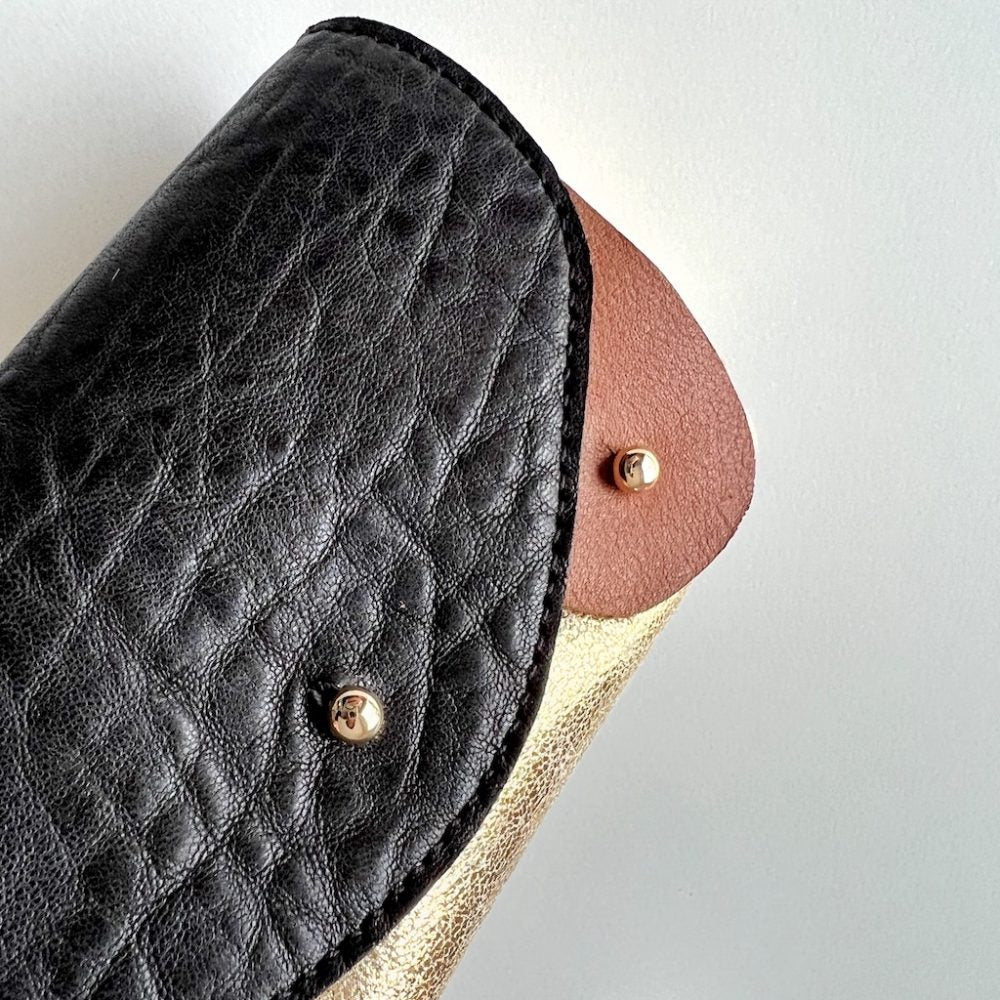 portefeuille femme cuir caramel noir