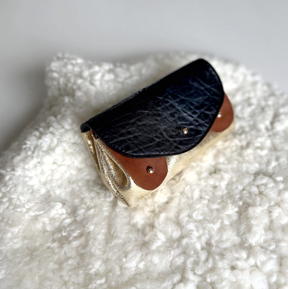 portefeuille or caramel et noir